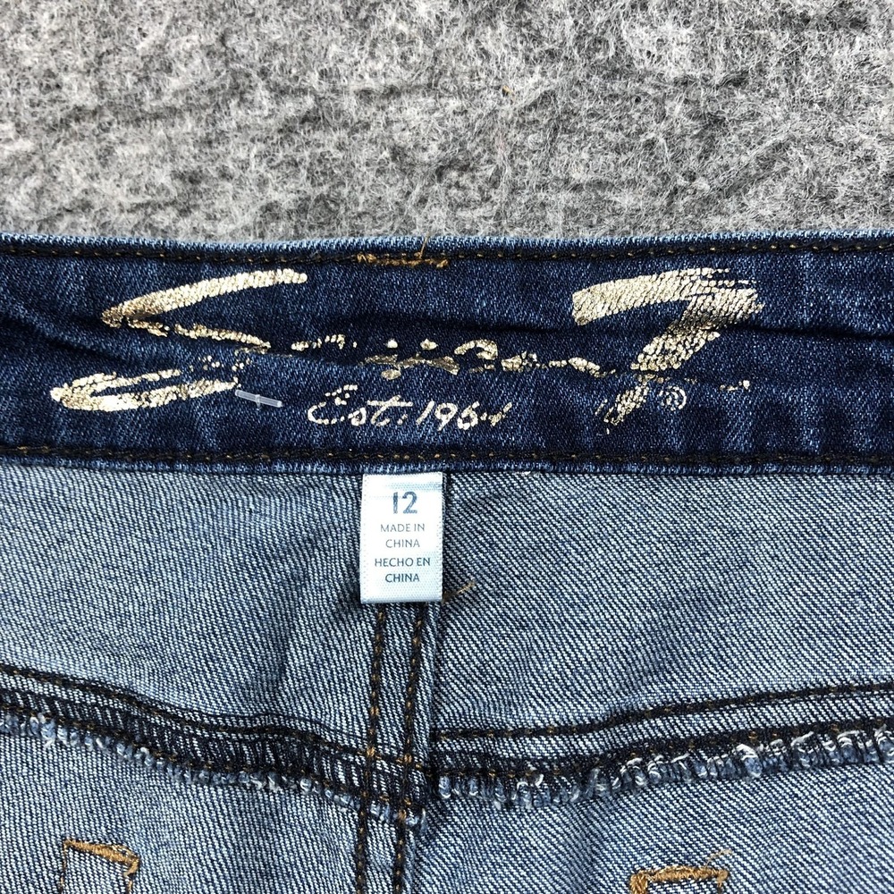 Seven7 Women's 12 Blue Denim Cutoff Shorts Raw Hem Distressed Weekend - Picture 6 of 16